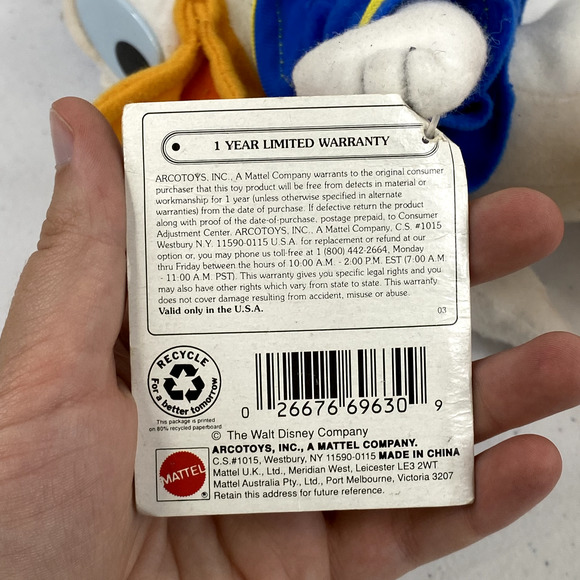 VTG Mattel Disney Donald Duck Plush Toy - Picture 7 of 8